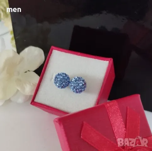 Сребърни обеци 4 цвята, снимка 6 - Обеци - 49336051