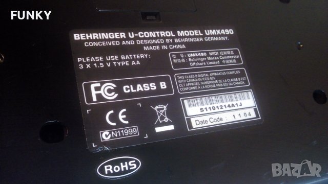 Behringer U-Control UMX490 USB MIDI Controller, снимка 18 - Синтезатори - 38844878