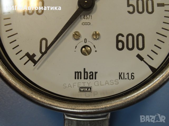 Манометър WIKA Ф100, 0-600 mbar, снимка 3 - Резервни части за машини - 34903009
