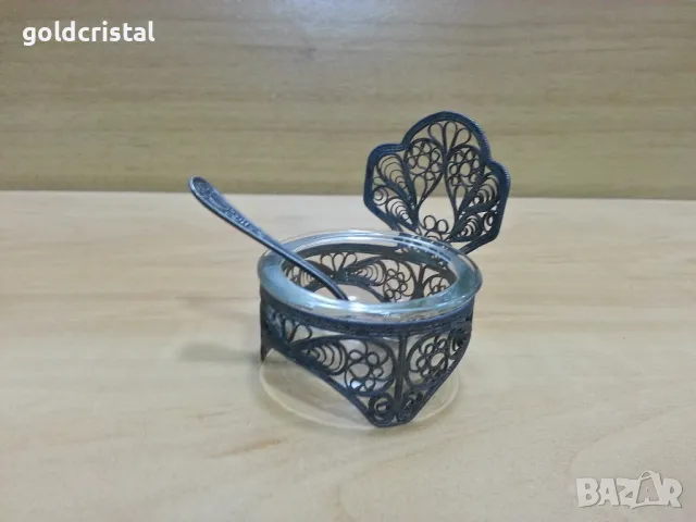 Стар руски съд за хайвер солница филигран 