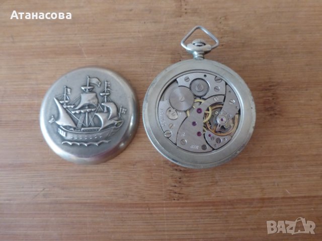 Джобен часовник Молния Мълния Molnija с кораб, снимка 6 - Антикварни и старинни предмети - 44329582