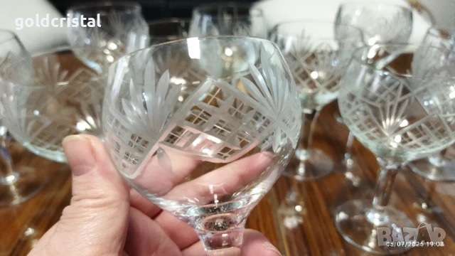 ретро стъклени кристални чаши гравирани , снимка 7 - Антикварни и старинни предмети - 11505582