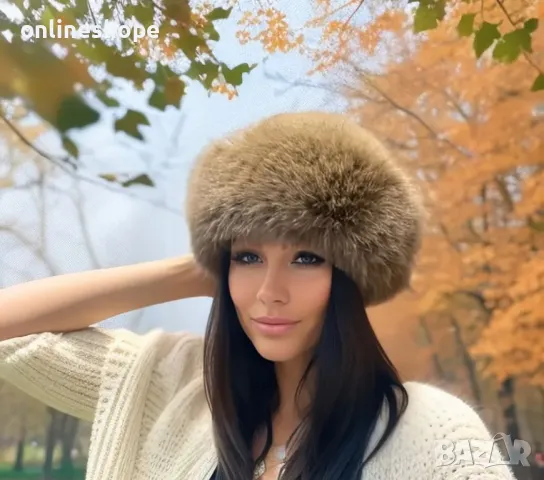 Дамска пухкава топла зимна шапка , снимка 3 - Шапки - 48823361