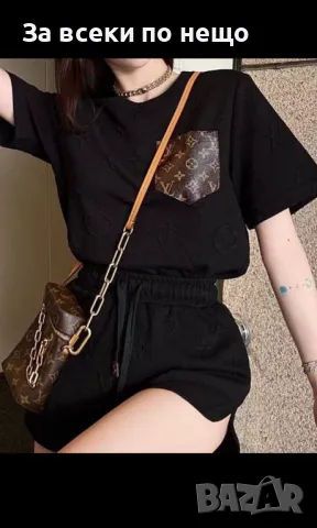 Louis Vuitton Дамски Летен Комплект С Релефно Лого👚🩳Дамски Къс Екип Луис Витон - 2 Цвята Код A534, снимка 3 - Комплекти - 50141853
