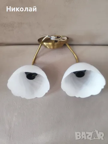 Продавам двоен Месингов аплик за стена, снимка 6 - Лампи за стена - 50251379