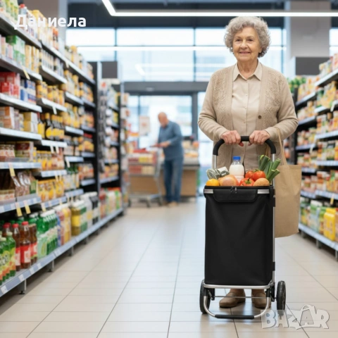 Количка за пазаруване – 40 л, водоустойчива, лека и удобна с 2 колела, снимка 4 - Други стоки за дома - 53108734