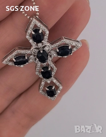 Стилен и масивен сребърен кръст с рубин от Таиланд, снимка 8 - Колиета, медальони, синджири - 53324103