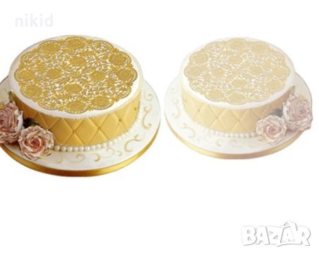 Голям кръг рози дантела силиконов молд форма за украса торта с фондан гъмпейст, снимка 2 - Форми - 31205331