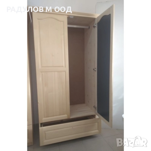 Гардероб масив чам двукрилен 90*180 см с едно чекмедже / 30537, снимка 2 - Гардероби - 52009353