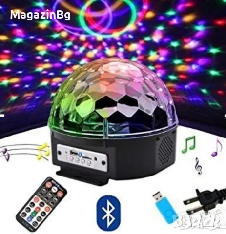 LED Диско топка MP3 плейър с дистанционно и Bluetooth управлениe

, снимка 1 - Други - 48221643