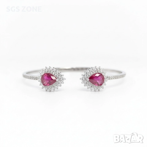 Стилна гривна от стерлингово сребро 925 с рубин, снимка 8 - Гривни - 52793122