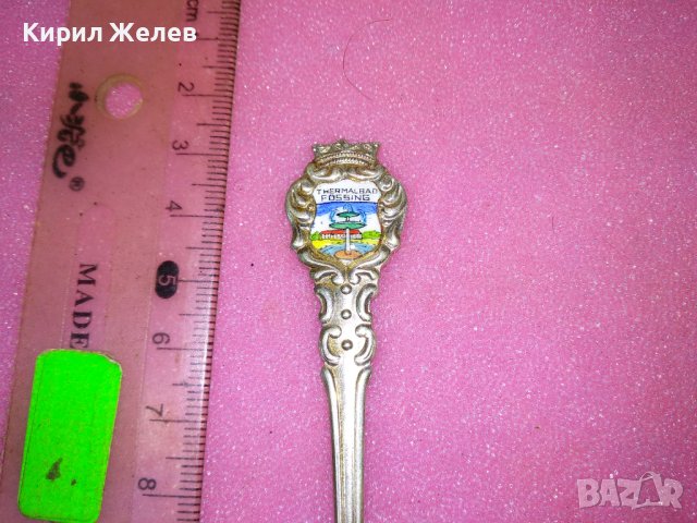 THERMAL BAD FUSSING СТАРА ЕМАЙЛИРАНА КОЛЕКЦИОНЕРСКА ДЕСЕРТНА СРЕБЪРНА ВИЛИЧКА СРЕБРО KARO 800 42983, снимка 9 - Колекции - 44376167