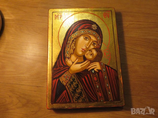 Стара ръчно рисувана икона на Света Богородица 21 х 15 см - за зачатие и раждане на дете, съхранение