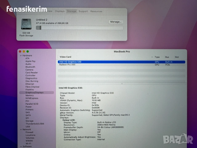 15.4' Retina Core i7 Apple MacBook Pro Late 2016 TouchBar 16GB RAM/512GB SSD/Radeon Pro 455/Бат 5ч, снимка 7 - Лаптопи за работа - 50420967