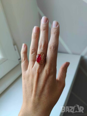 Руски златен пръстен с рубин 1, снимка 9 - Пръстени - 42462036