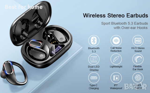 Rulafiss Q28 Безжичи слушалки, спортни Bluetooth 5.3, снимка 1 - Bluetooth слушалки - 44573368