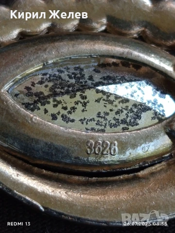 Ретро брошка тип папионка с сребристи кристали и зелени полу скъпоценни камъни 38846, снимка 11 - Антикварни и старинни предмети - 51145823