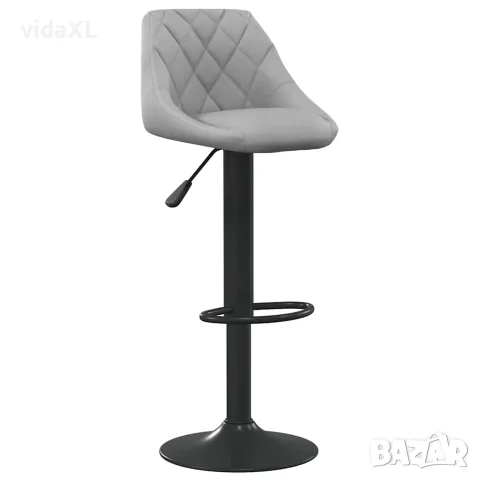 vidaXL Бар табуретки, 2 бр, светлосиви, кадифе, снимка 3 - Столове - 56147105