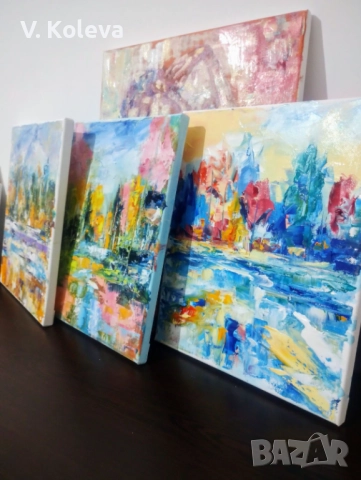 Абстрактна, авторска, ръчно рисувана картина. Маслени бои върху платно, снимка 3 - Картини - 52811561