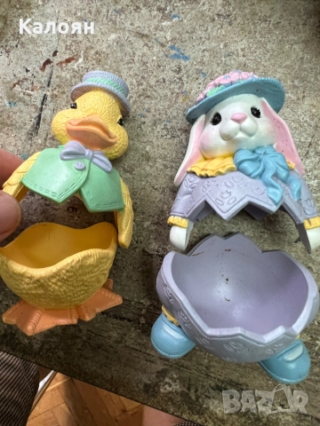 Великденски заек и пиленце - поставки за яйца гумени , снимка 2 - Други - 51466650