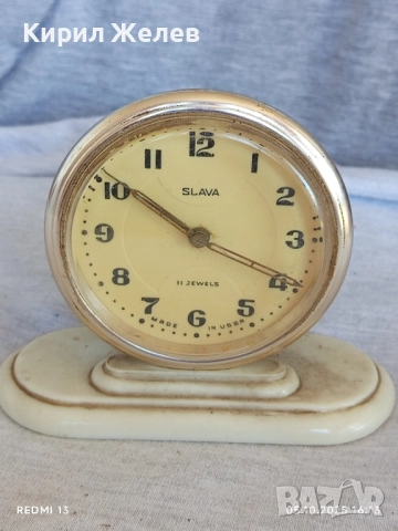 Стар механичен будилник СЛАВА СССР рядък от соца за КОЛЕКЦИЯ ДЕКОРАЦИЯ 7515, снимка 3 - Антикварни и старинни предмети - 51952532