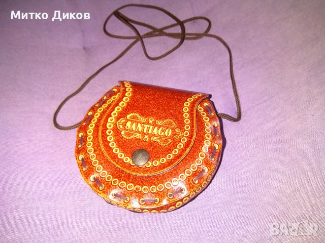 Чанта за врата Сантияго естествена кожа 120х115х25мм нова