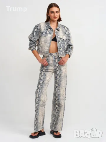 Дънки с животински принт, змия , снимка 4 - Панталони - 48230632