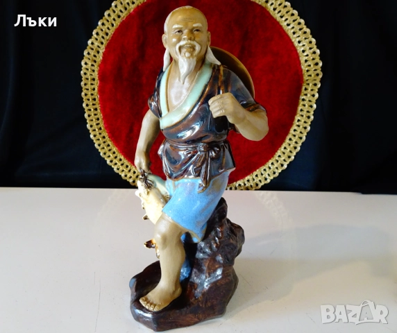 Порцеланова статуетка Китайски рибар Shiwan. , снимка 4 - Статуетки - 52817327