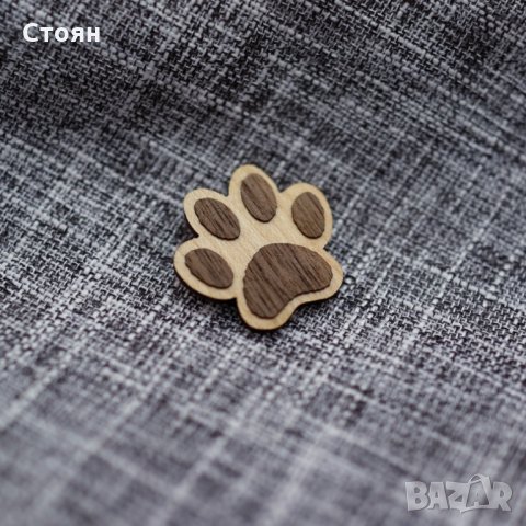 Дървена брошка / Значки от дърво - вълк, лисица, куче, лапичка, снимка 5 - Други - 30071363