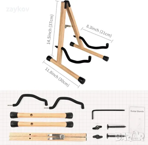 Дървена стойка за китара LEKATO, стойка за акустична китара, основа от твърда дървесина, снимка 4 - Китари - 49769310