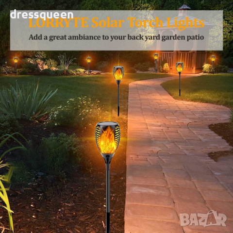 3948 Соларна лампа тип факла с пламък за градина, снимка 9 - Соларни лампи - 44566663