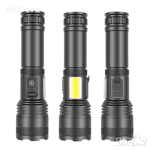 Мощен акумулаторен ръчен  фенер с много функции