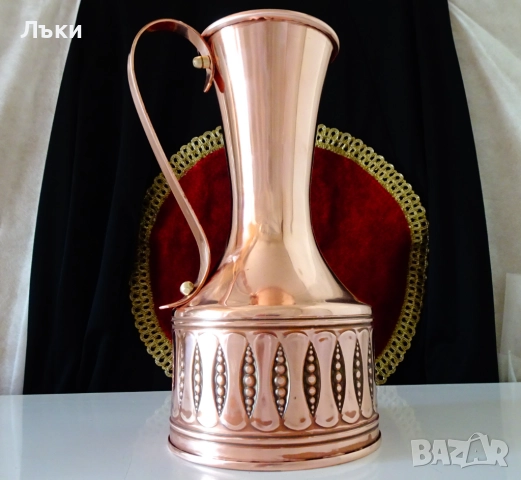 Медна кана 2 литра,чиста червена мед,релеф. , снимка 6 - Антикварни и старинни предмети - 51446667