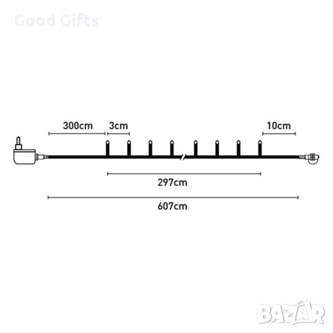 100 LED Коледни лампички, Многоцветни, 6м, снимка 3 - Лед осветление - 42712106