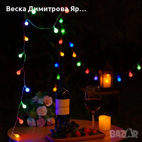 Соларно коледно LED осветление, 60 броя, 6 метра