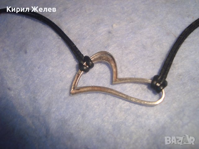 СЪРЦЕВИДНА СРЕБЪРНА АРТ МОДНА ГРИВНА СРЕБРО 925 с КОЖЕНА КАИШКА 27241, снимка 3 - Гривни - 36867009