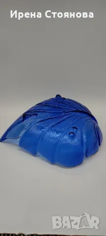 Голяма, стъклена фруктиера във формата на листо с крачета. , снимка 6 - Декорация за дома - 49324653