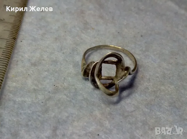 СТАР АР НУВО СТИЛ СРЕБЪРЕН ПРЪСТЕН СРЕБРО 925 с МЯСТО За ВГРАЖДАНЕ на СКЪП КАМЪК КАБОШОН 49716, снимка 6 - Пръстени - 49767869