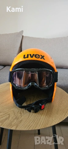 Ски каска Uvex с твърди уши + очила, снимка 2 - Зимни спортове - 53934514