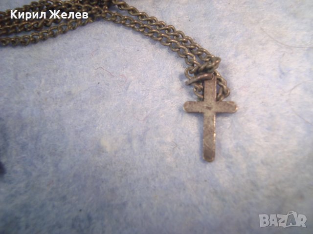 МИНИАТЮРНО СТАРО СРЕБЪРНО КРЪСТЧЕ СРЕБРО 950 с ПОСРЕБРЕНО СТОМАНЕНО ЗДРАВО СИНДЖИРЧЕ 12660, снимка 6 - Антикварни и старинни предмети - 36928689