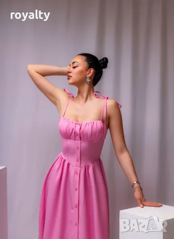 Елегантна розова дамска рокля , снимка 2 - Рокли - 50048994