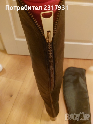Елегантни и топли кожени ботуши над коляното, снимка 6 - Дамски ботуши - 52102650