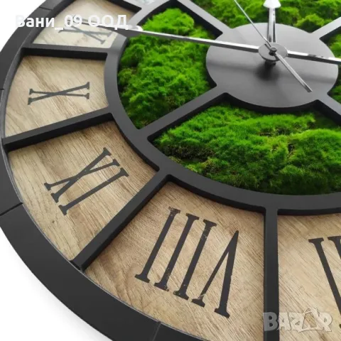Голям часовник със скандинавски мъх, снимка 3 - Стенни часовници - 49843233