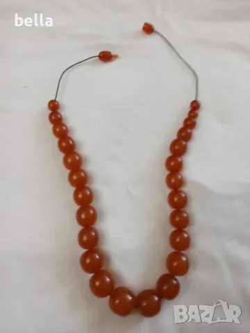 Стар руски  кехлибарен гердан с  кръгли,плътни зърна и обеци кехлибар и сребро , снимка 4 - Антикварни и старинни предмети - 47365532