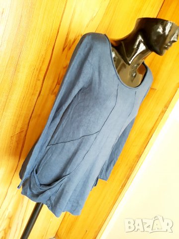 Тъмно синя блуза туника плетиво Л, снимка 2 - Блузи с дълъг ръкав и пуловери - 34279583