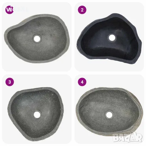 vidaXL Мивка от речен камък, овална, (37-46)x(29-36) см, снимка 5 - Мивки - 56146081