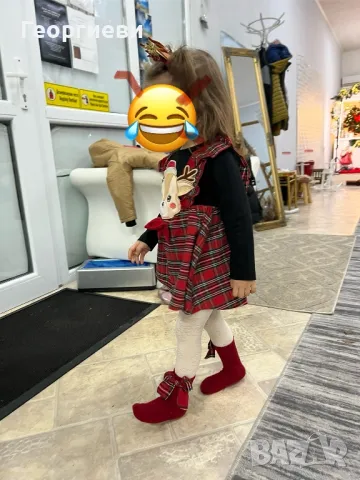 Коледна детска рокля с чорапи фиби и лента 18-24 м/рокля с еленче, снимка 12 - Бебешки рокли - 48427637