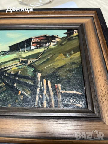 Маслена картина върху фазер  Изобразяваща живописен планински пейзаж с  къщи, снимка 8 - Картини - 52150317