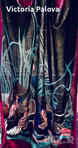 Голям дизайнерски шал - картина тънка вълна, снимка 6 - Шалове - 52905085