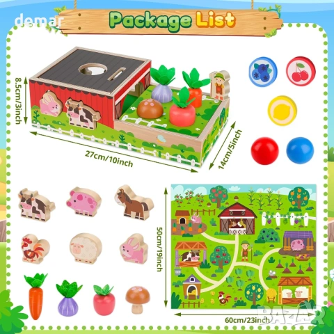 Дървени играчки Монтесори за деца 1-3 години, сортиране по форма, сензорни играчки, снимка 6 - Образователни игри - 53959973